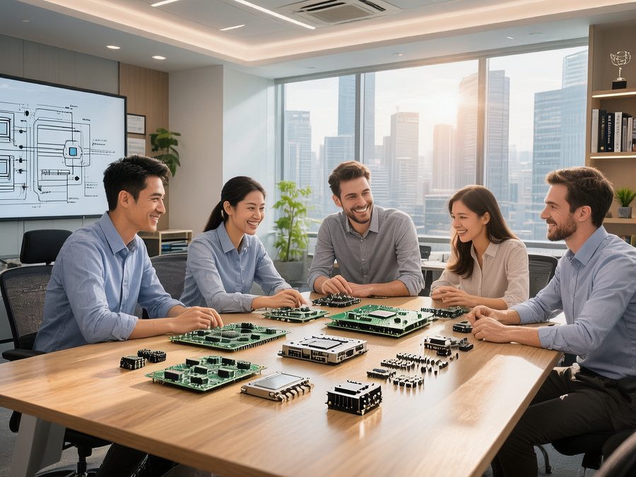 UAVCHIP sales office team reviewing UAV chip BOM sheets