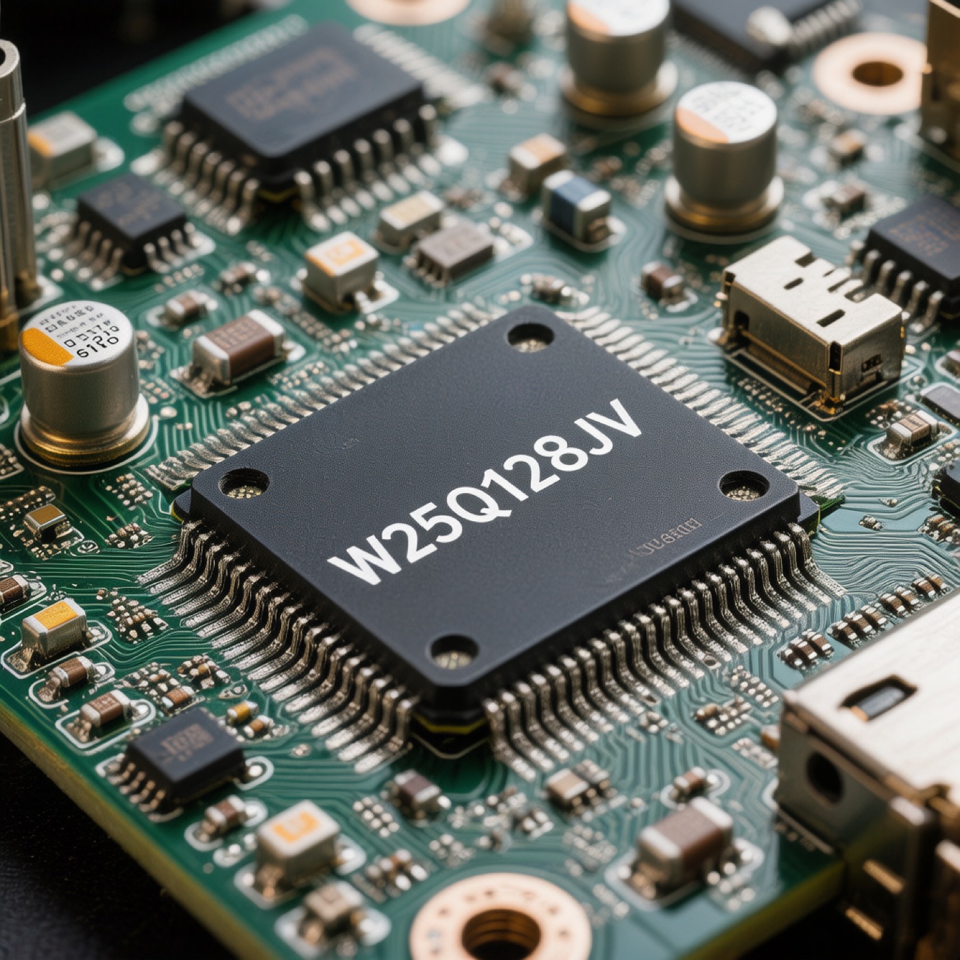 W25Q128JV drone Blackbox storage and embedded memory concept